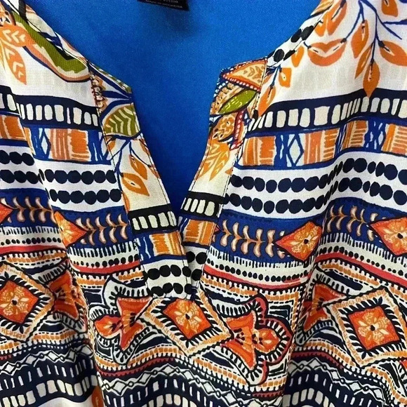 Enfocus Studio Dress Sz.14 gathered waist, bright, button sleeve, casual, office - Picture 2 of 7